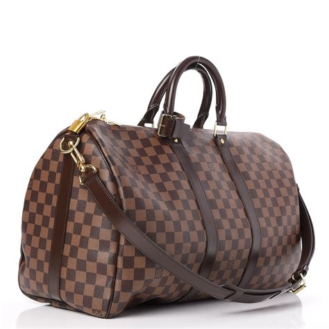 louis vuitton damier ebene keepall 45|Louis Vuitton Damier Ebene Coated Canvas & Calfskin Leather .